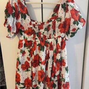 Maeve Red Floral Smocked Dress